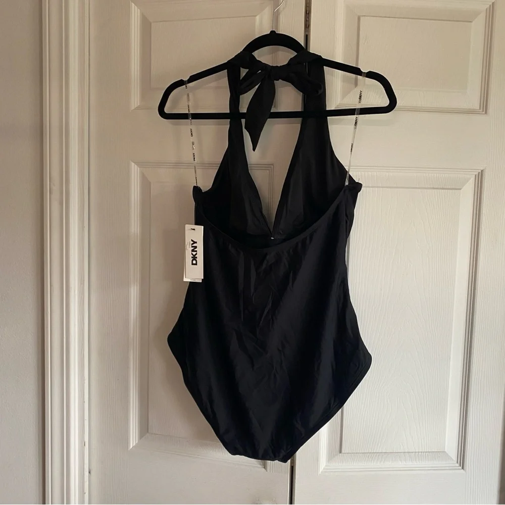 DKNY halter top black‎ one-piece swimsuit black XL - Picture 3 of 3